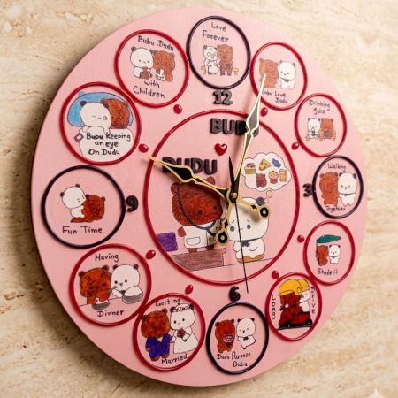 Handcrafted Bubu Dudu Love Story Wall Clock